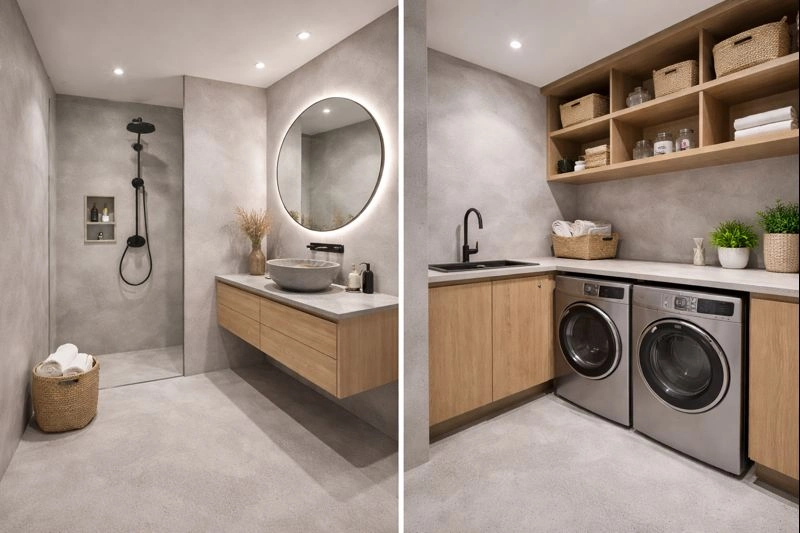 חדרי מקלחת ושירותים עם מיקרוטופינג